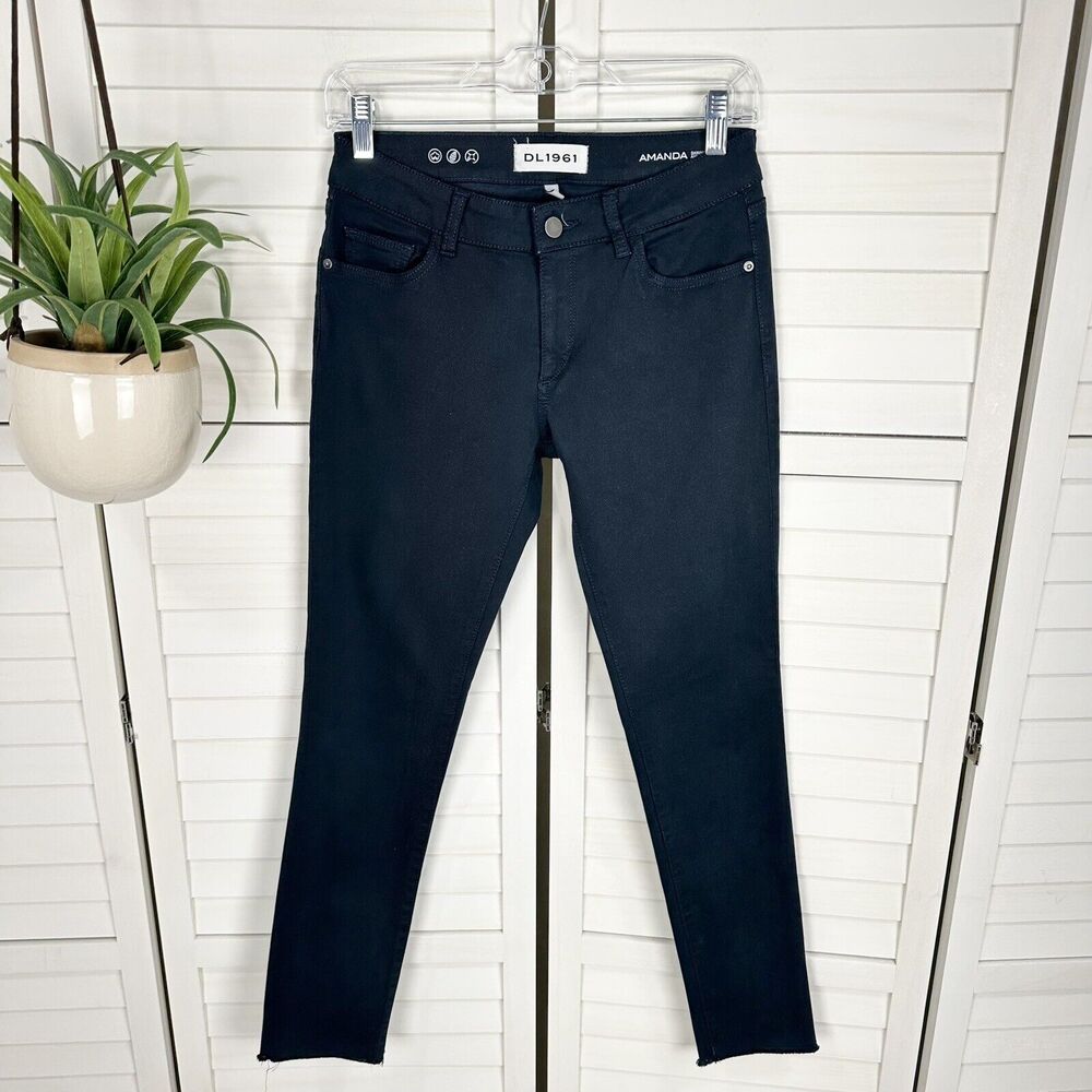 DL1961 Amanda Skinny Ankle Jeans Bombay Dark Wash Blue Raw Hem Womens Size‎ 26